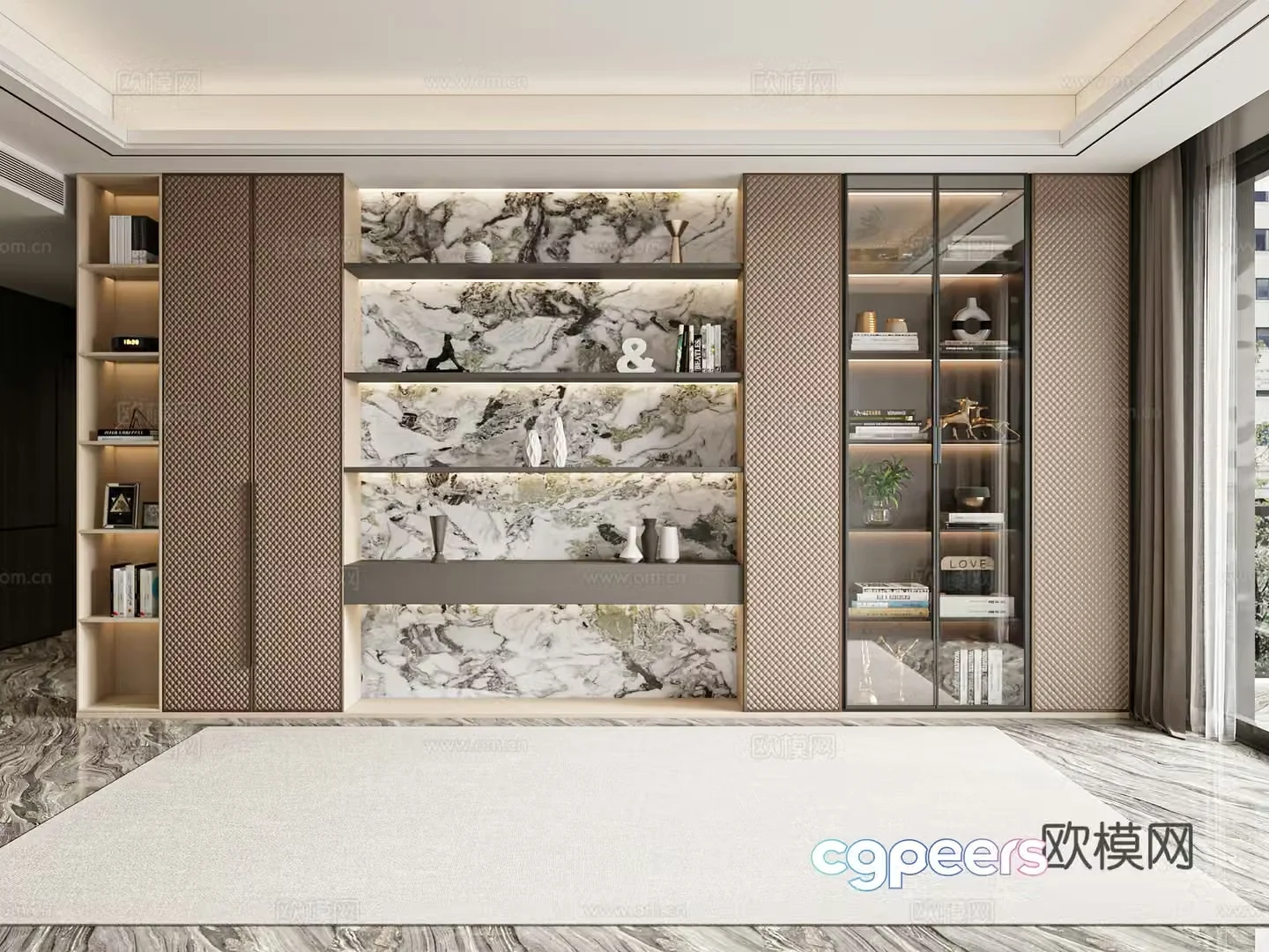 Modern light luxury bookcase 3D model