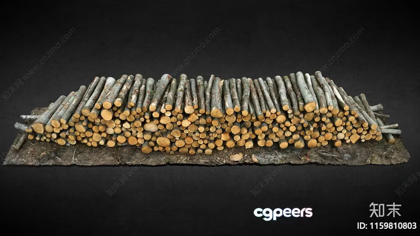 A Stack Of Firewood 3D Model – 23743 – VRAY Render
