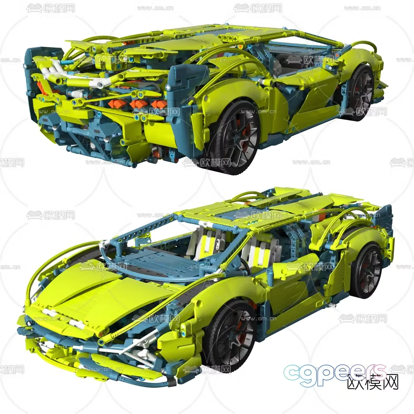 Modern lego toy car 3d model