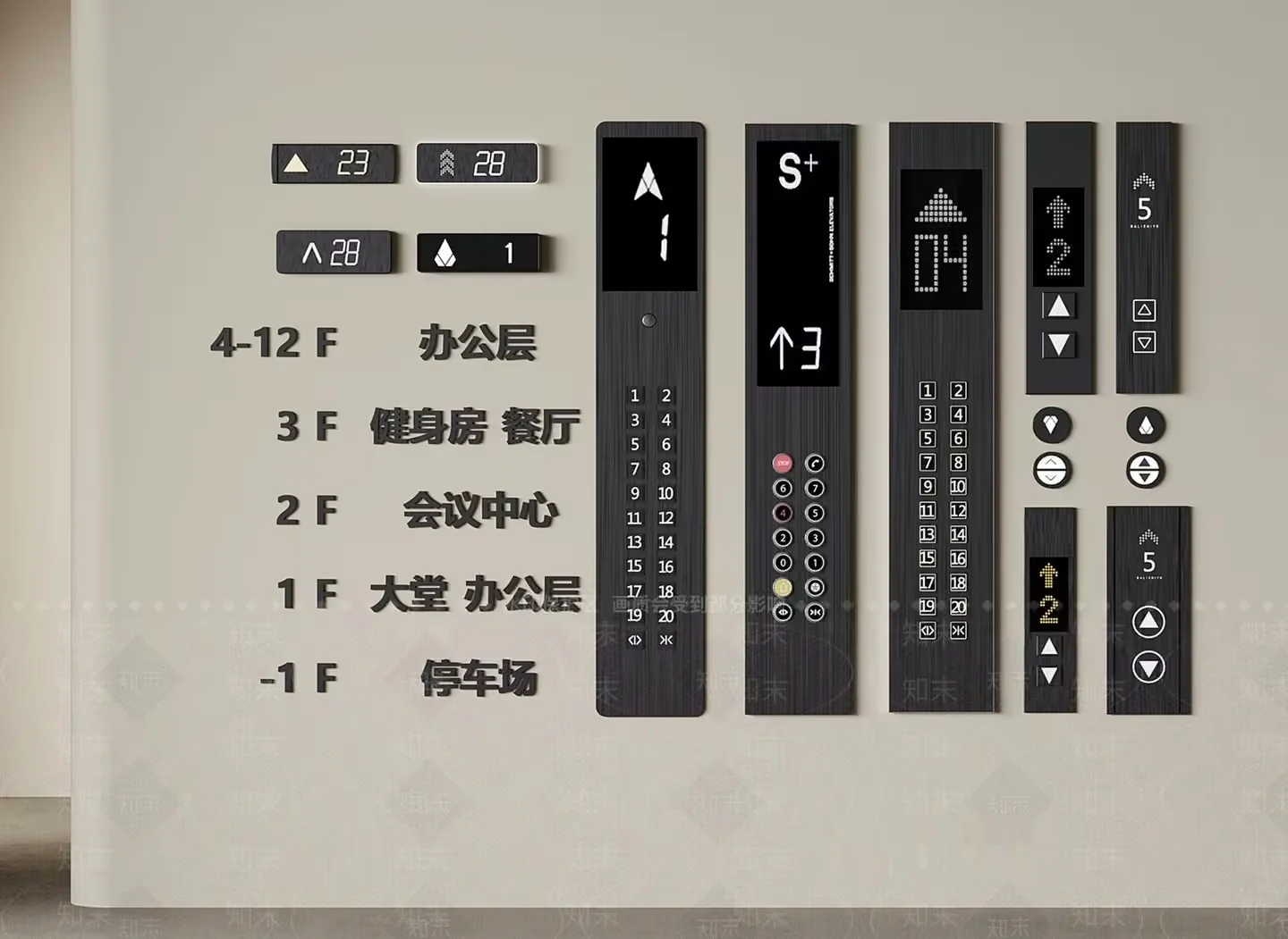 Modern Elevator Panel 3D Model – 11565 – VRAY Render