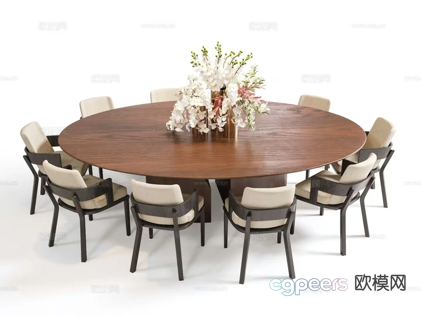 Wabi Sabi box dining table and chairs round dining table and chairs 3D model