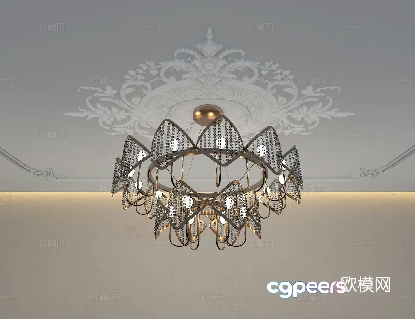 French light luxury chandelier 3D model