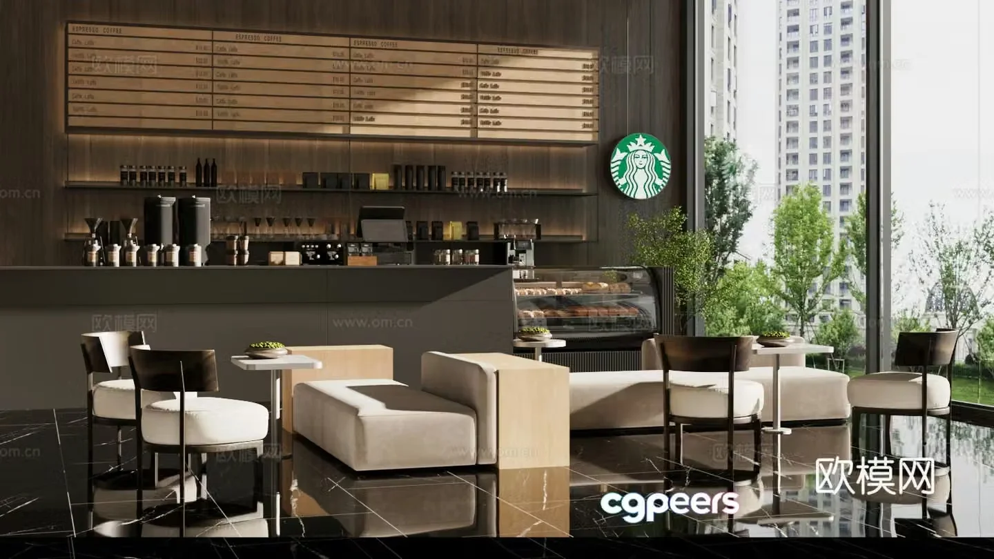 Modern Cafe Starbucks Cafe 3d Model