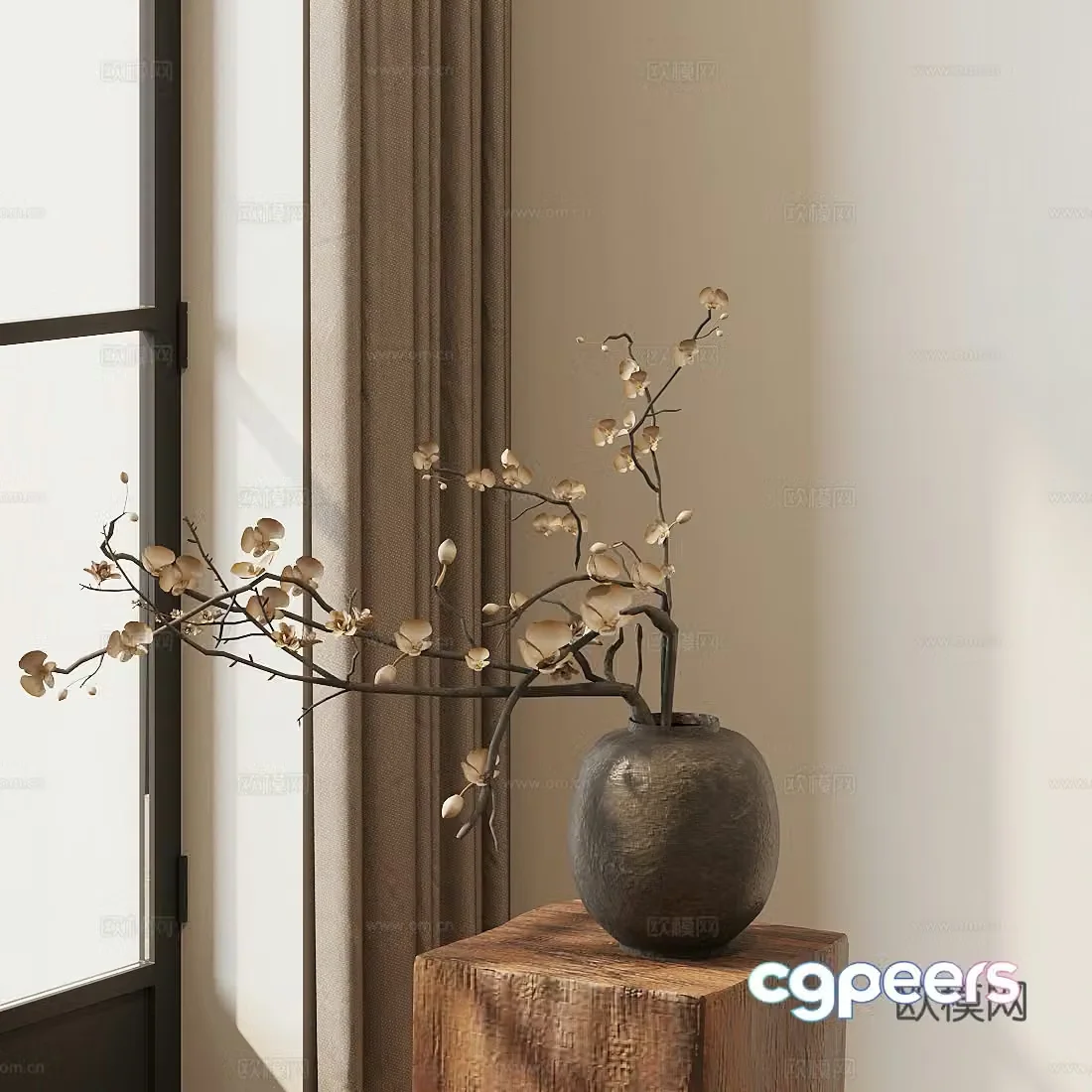 New Chinese flower potted plant Green plant potted plant 3D model