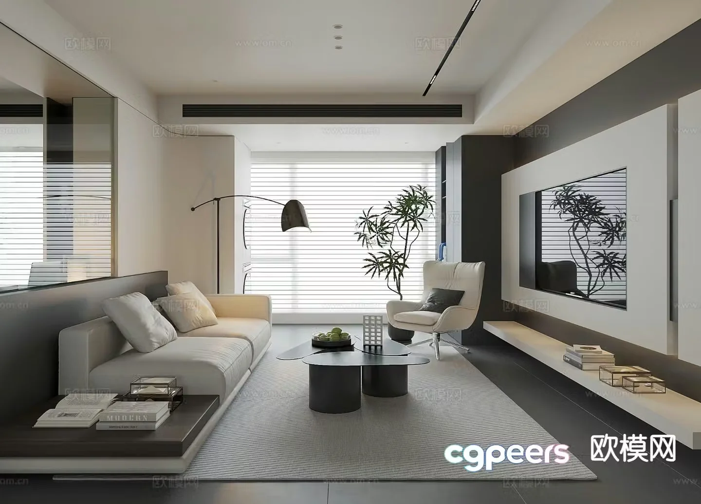 Modern minimalist living room 3d model