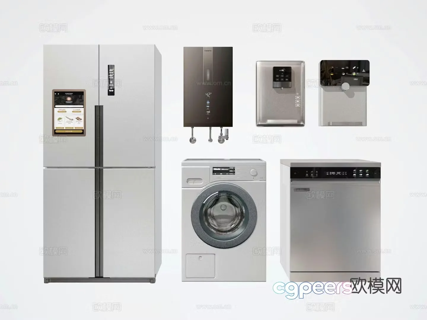 Electrical appliances refrigerator washing machine 3d model