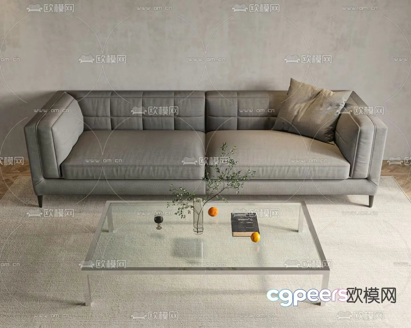 Minotti modern gray love seat 3d model