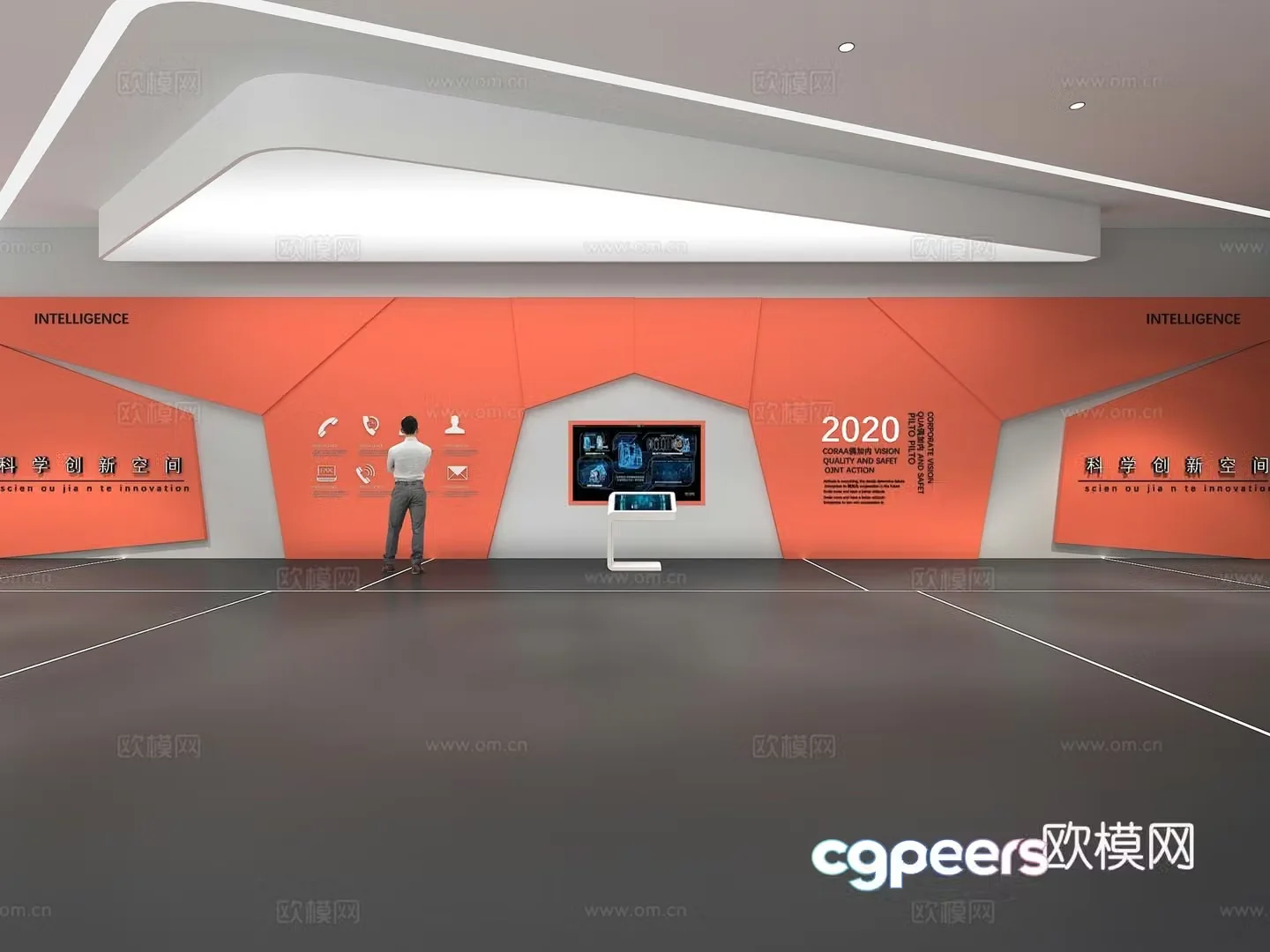 Cultural wall Corporate culture wall Display wall Theme wall Exhibition hall Campus culture Corridor 3D model
