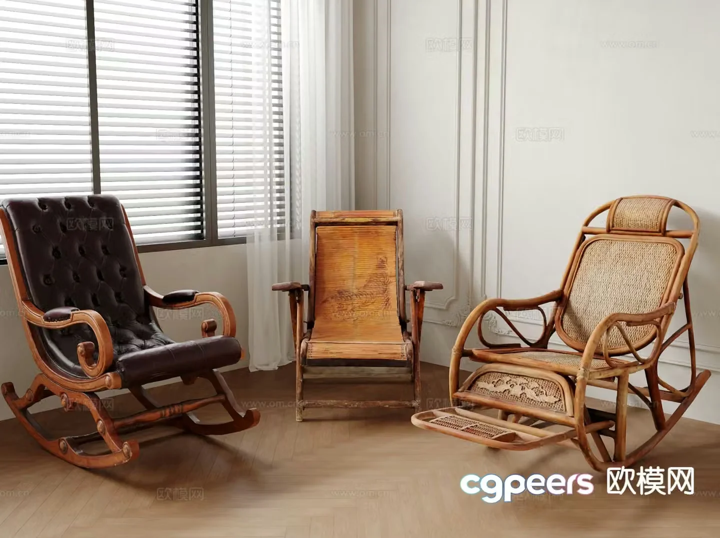 Chinese style chair leisure chair rocking chair 3d model
