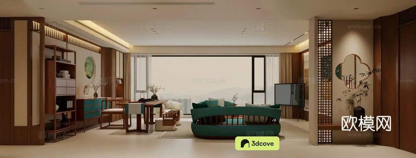New Chinese style Song style aesthetics Living and dining room