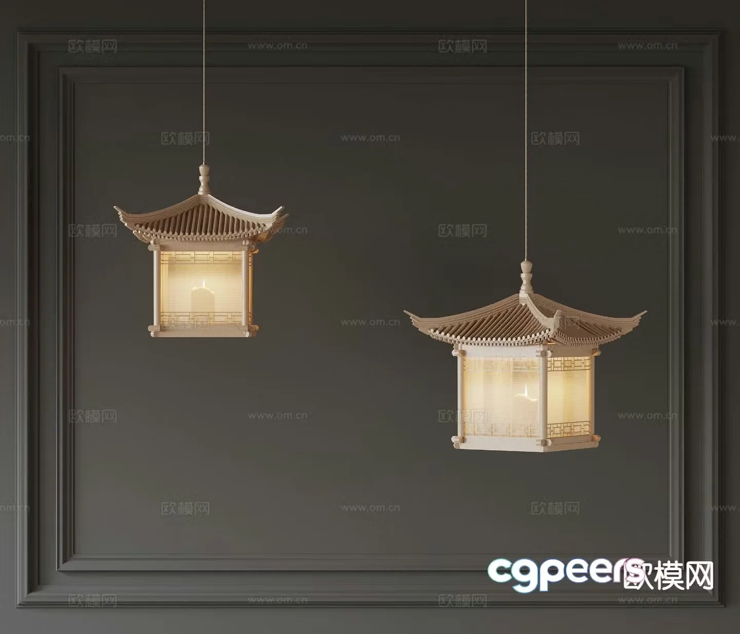 New Chinese Chandelier Tower Chandelier 3D Model
