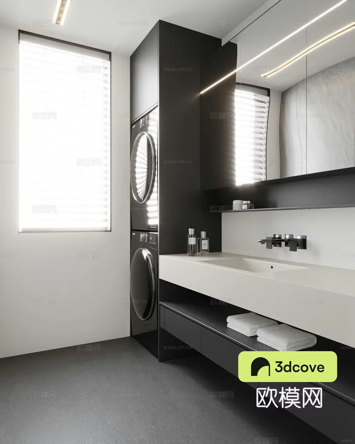 Modern black white and gray bathroom