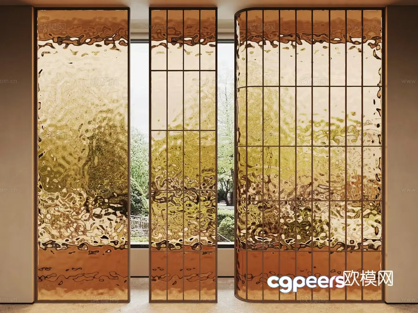 Modern glazed partition glass partition 3d model