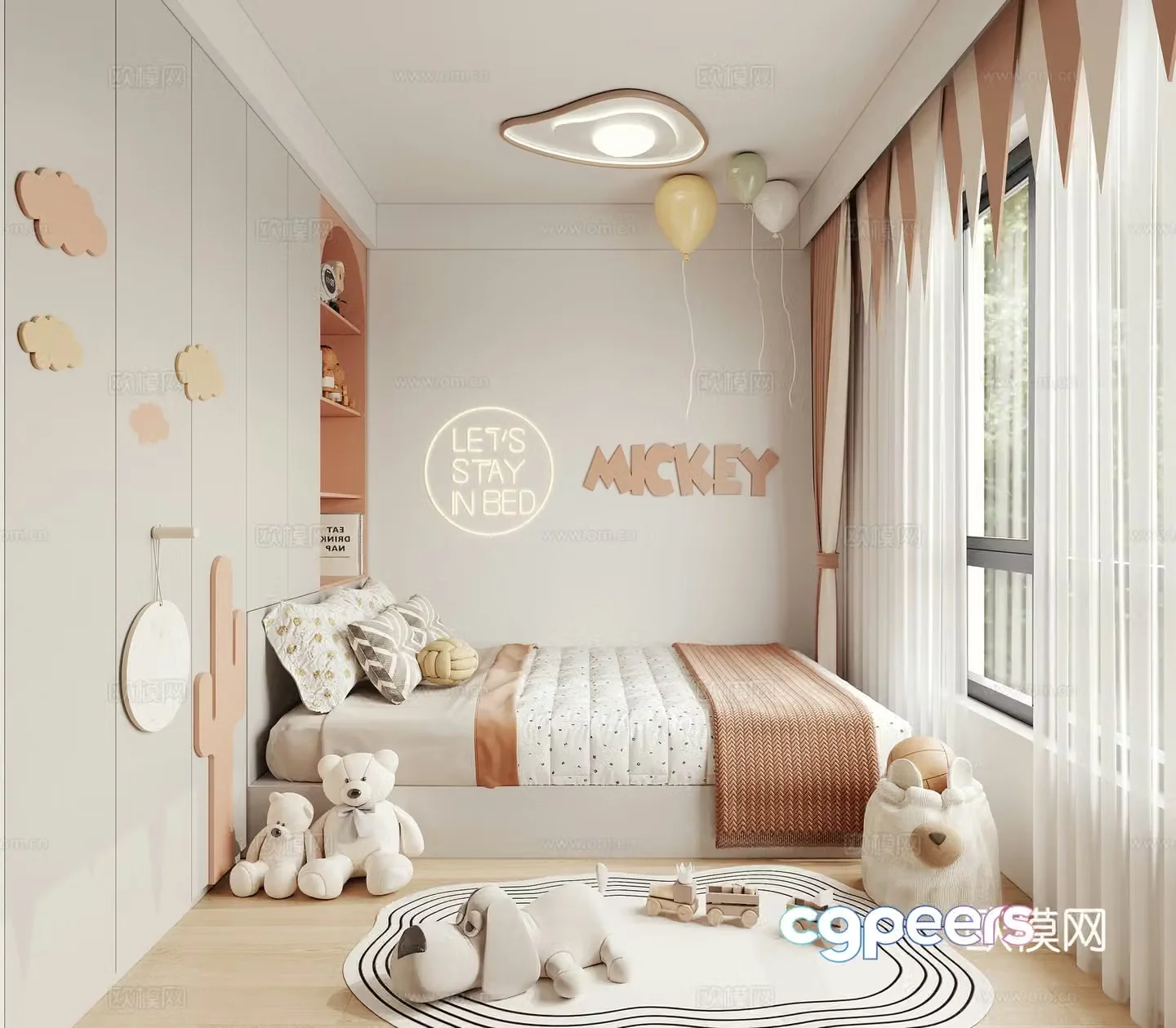 Modern children’s room daughter room princess room 3d model