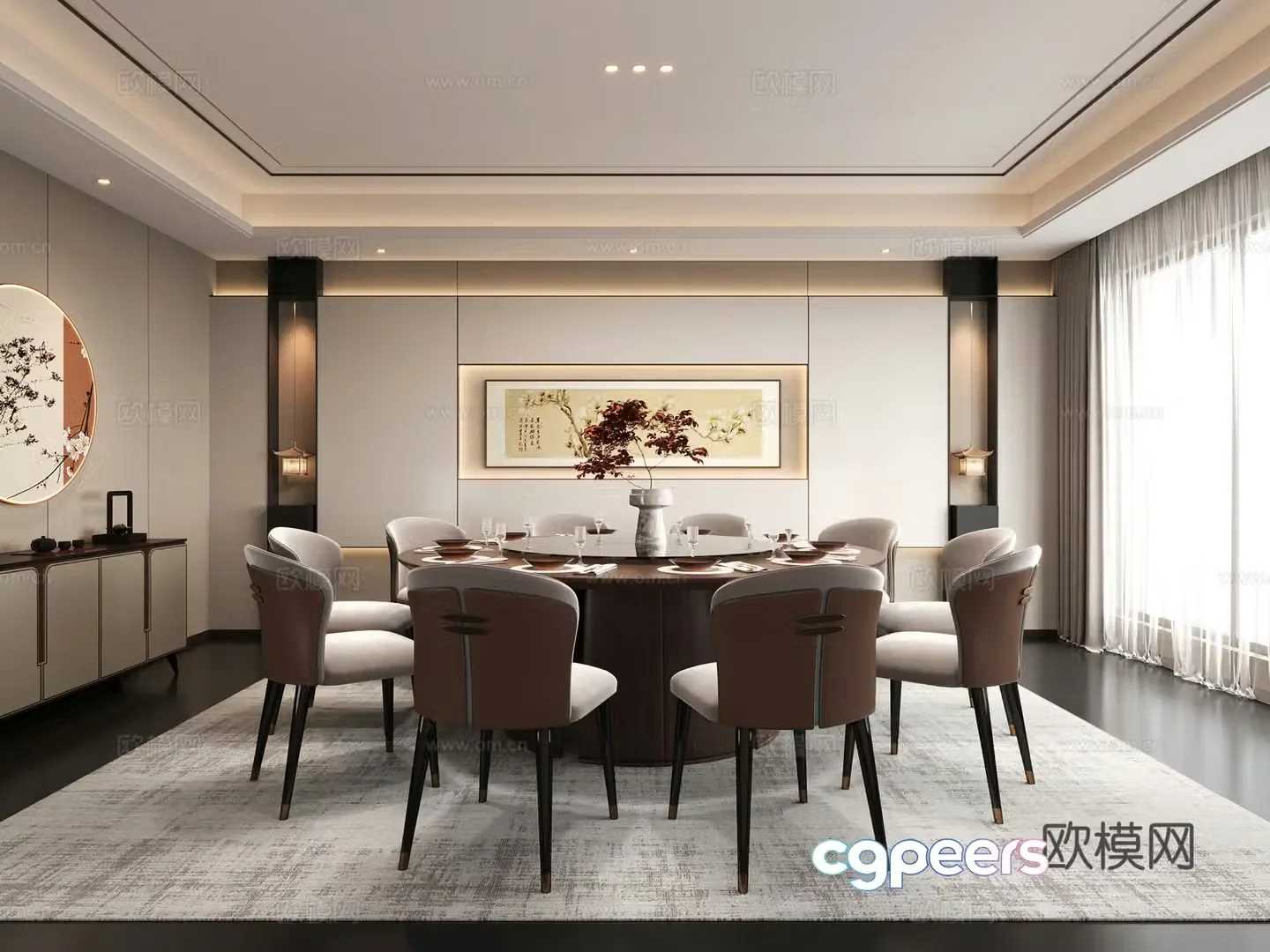 New Chinese-style private room restaurant restaurant private room 3D model