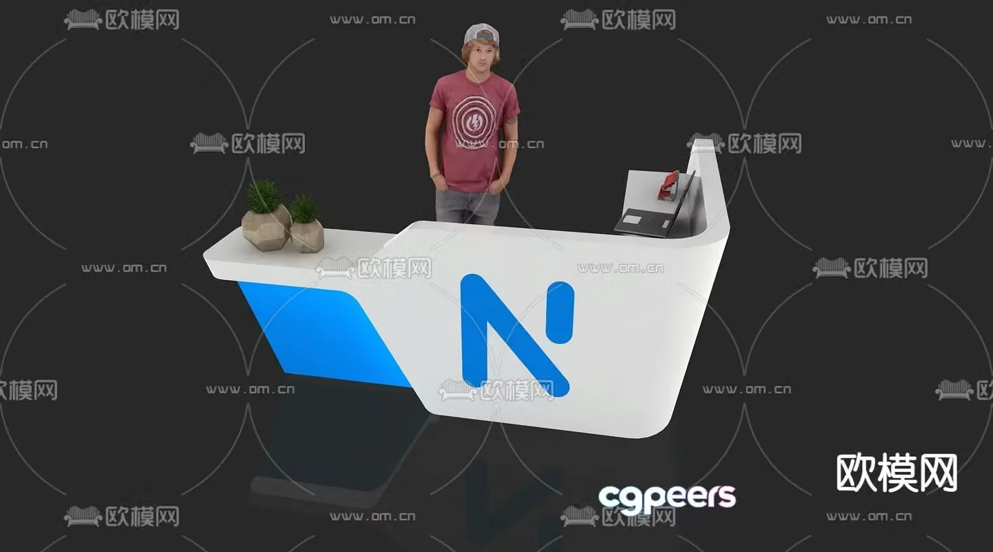 Modern reception desk front desk service desk information desk 3d model