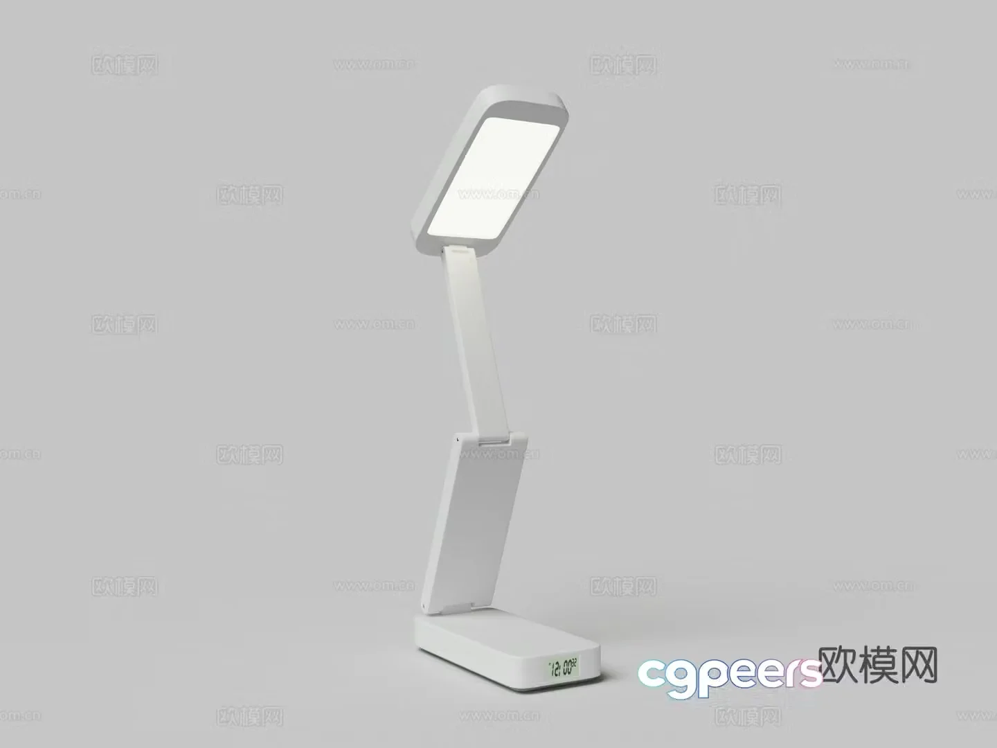 Modern silver small desk lamp for eye protection learning special college dormitory folding rechargeable 3D model