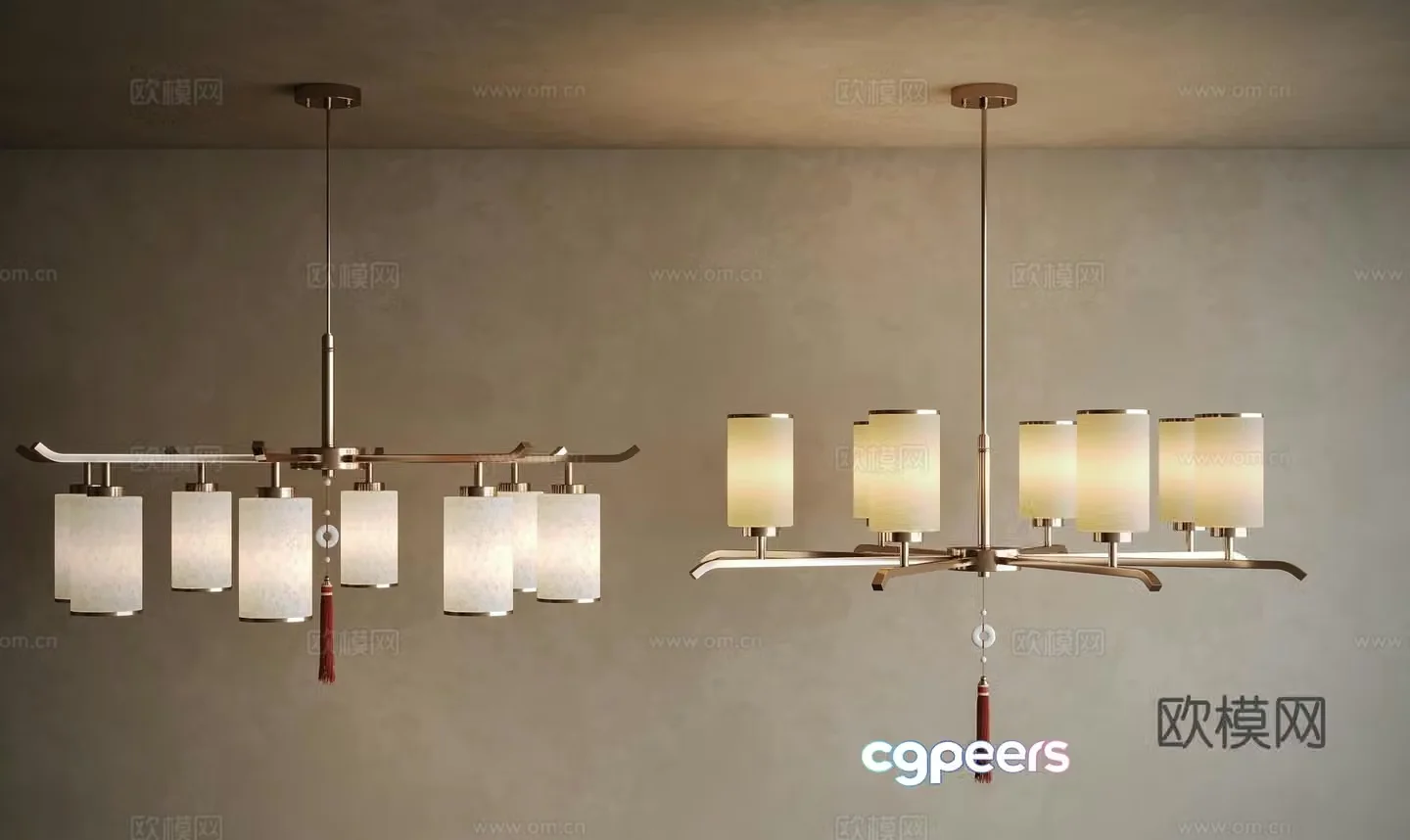 New Chinese style chandelier multi-head chandelier 3d model