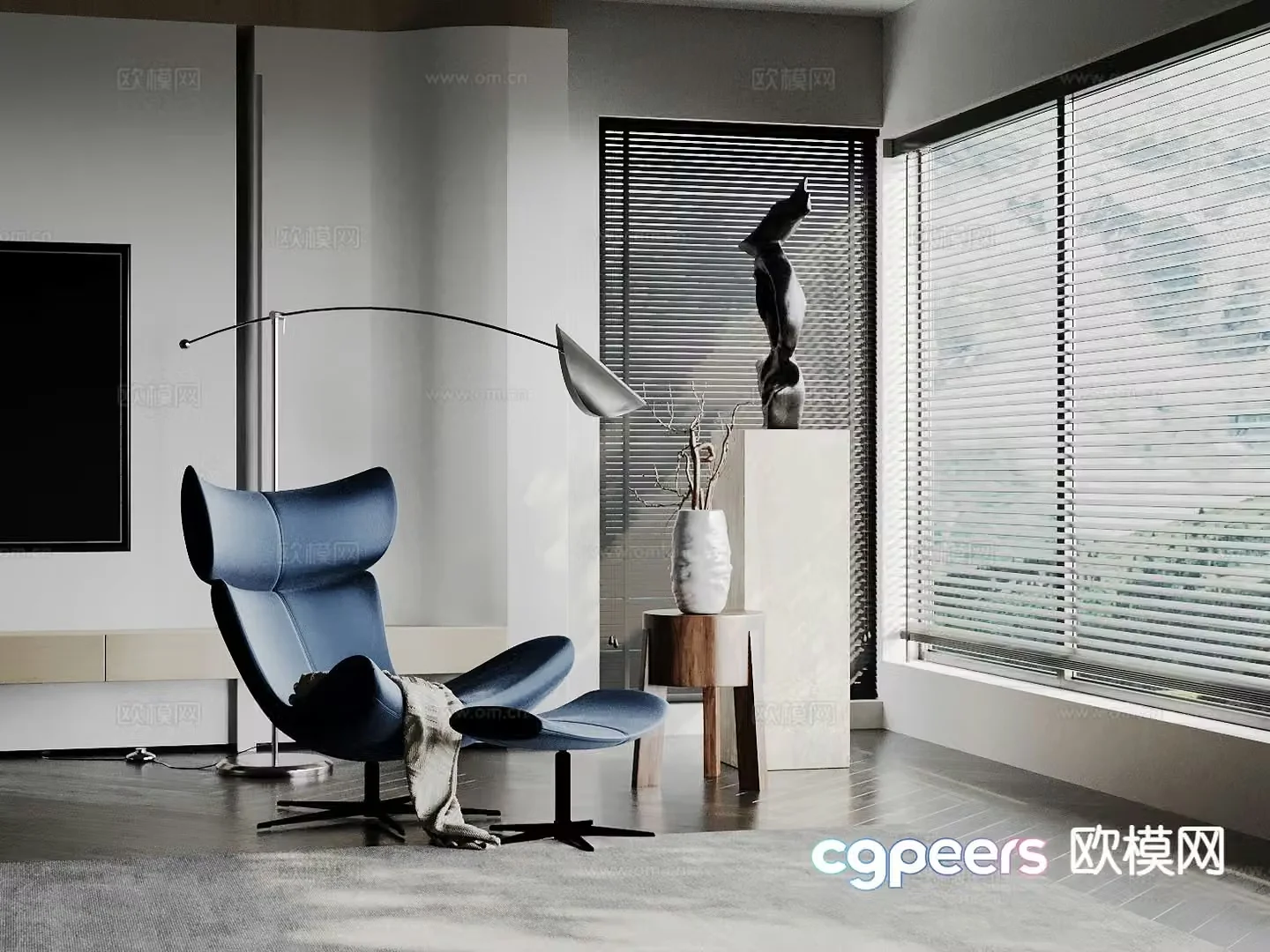 Modern recliner leather chair 3d model