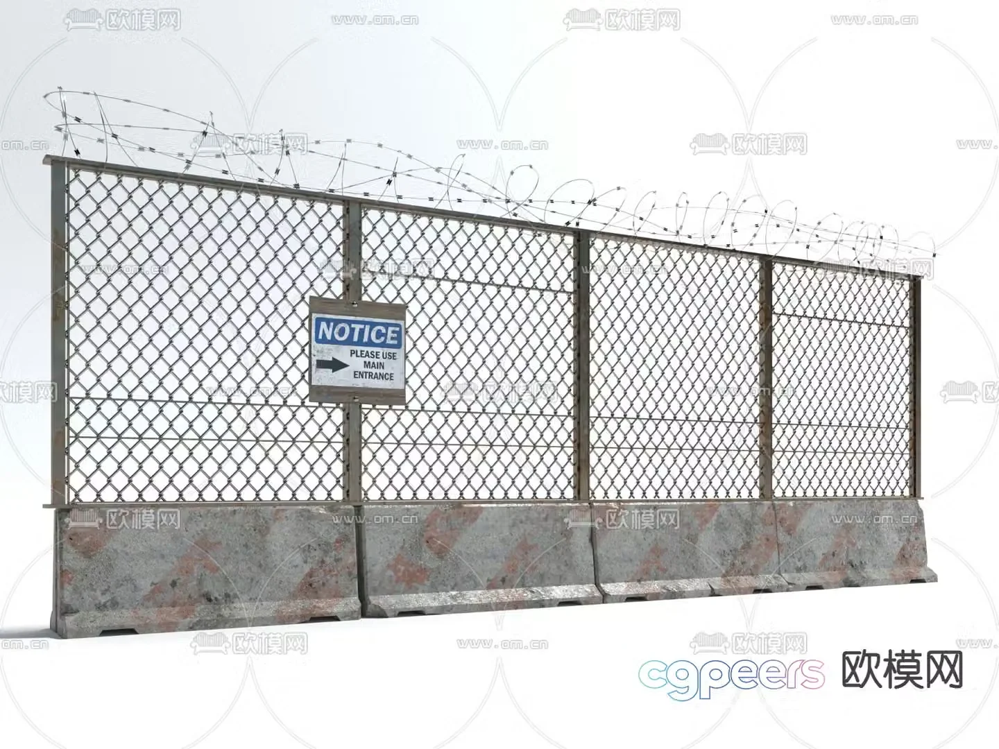 After the war wind fence barbed wire fence guardrail protective net 3d model