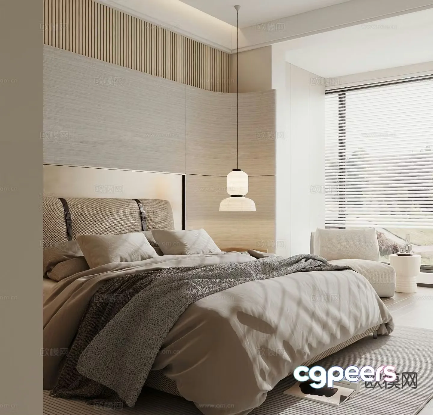 Modern double bed 3d model