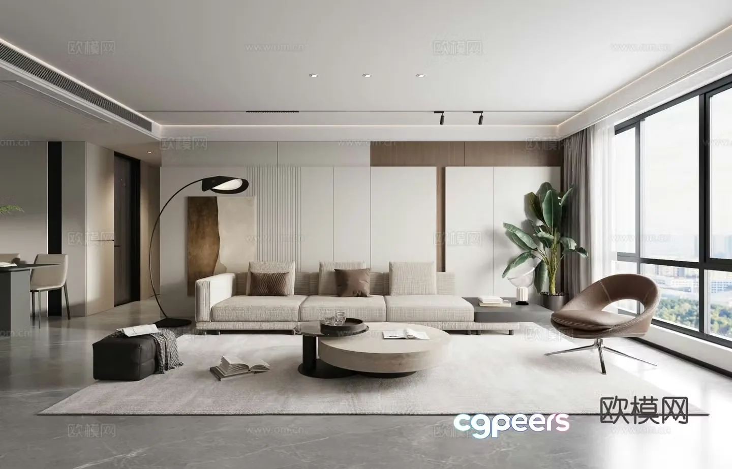 Modern simple living room combination sofa leisure chair 3d model