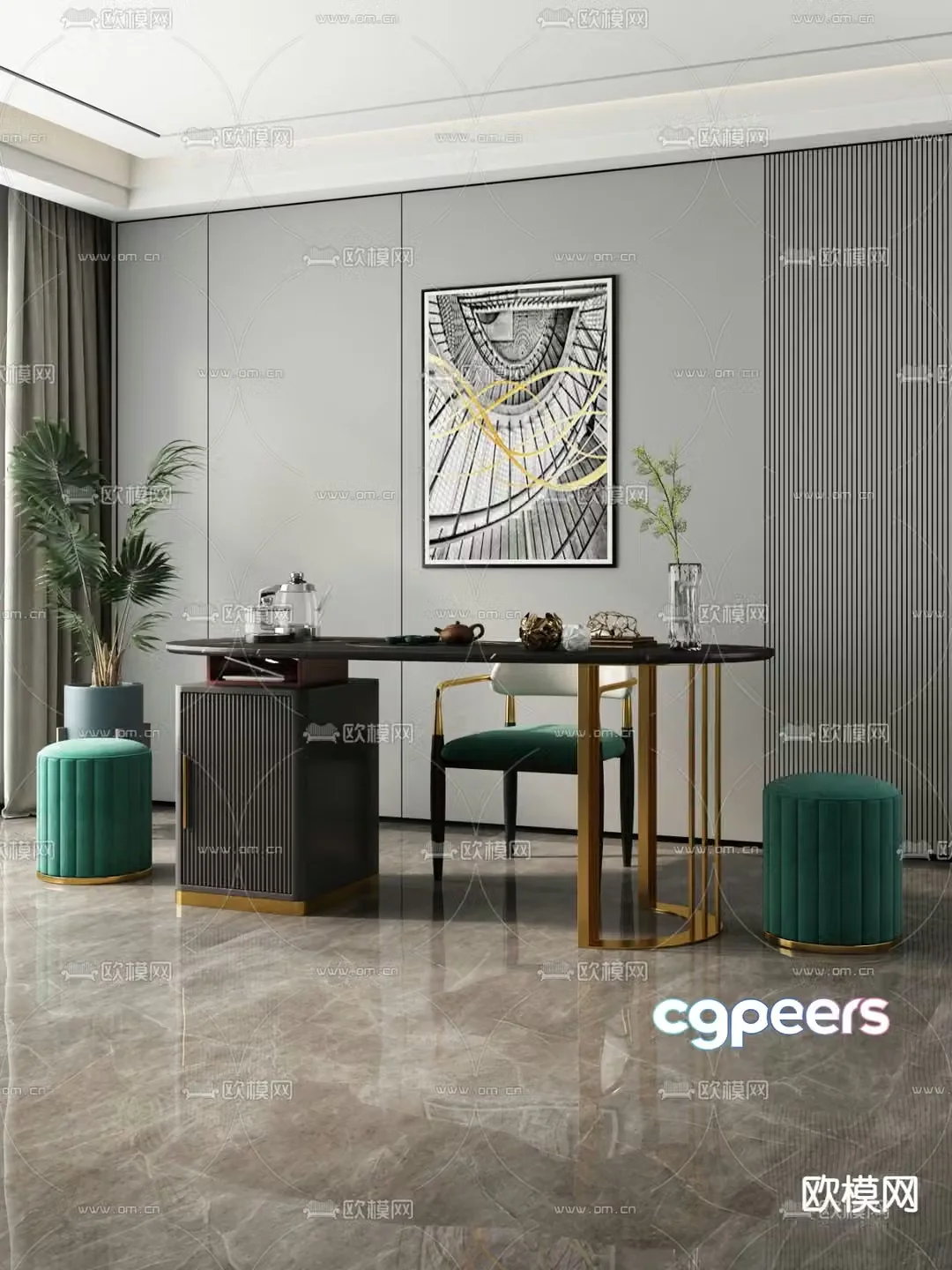 Light luxury tea table tea table 3d model