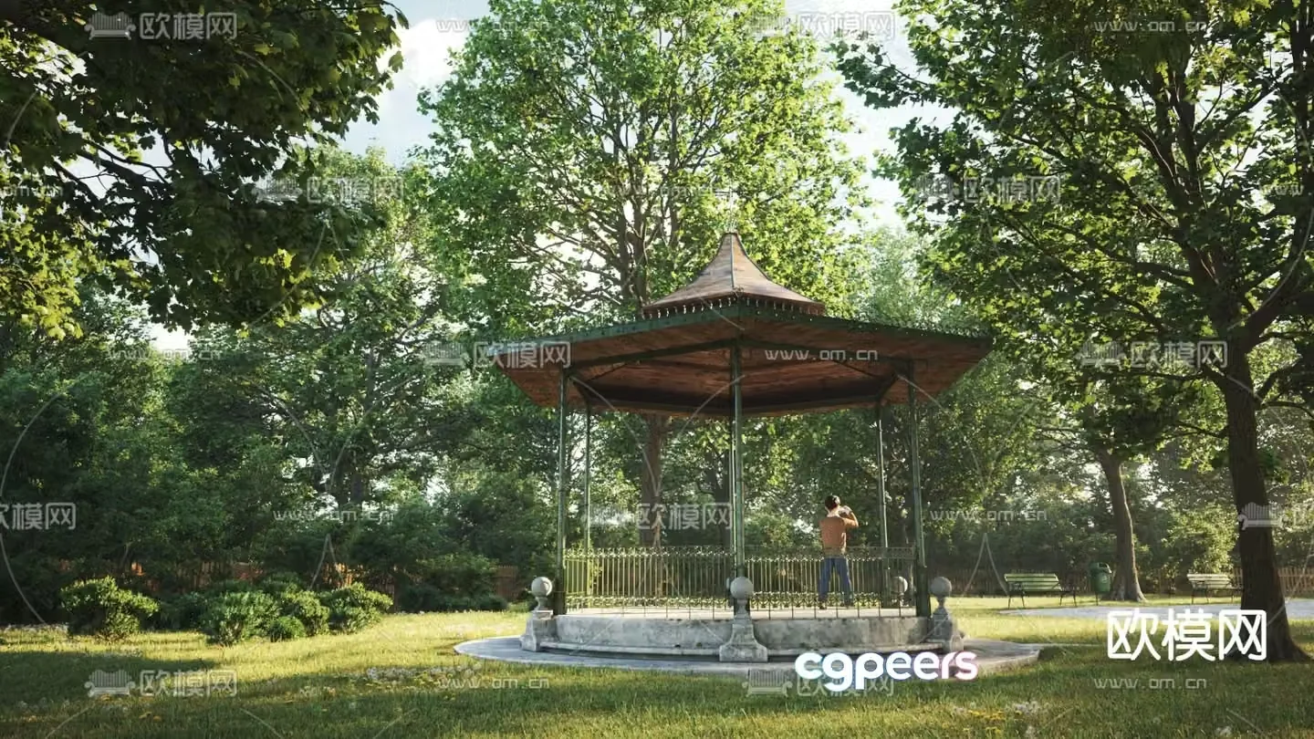 Park landscape forest path 3d model
