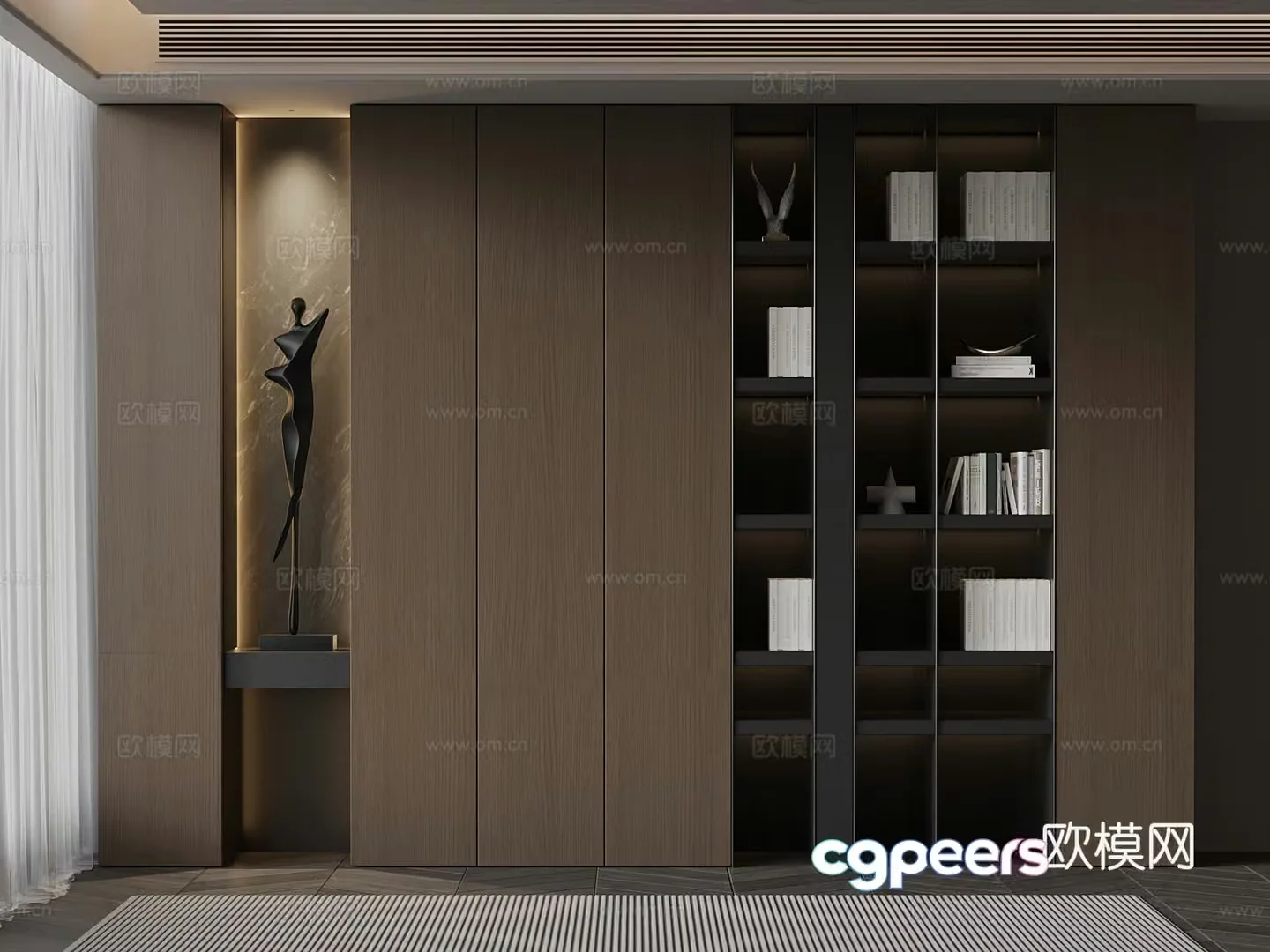 Italian minimalist bookcase book ornaments 3D model