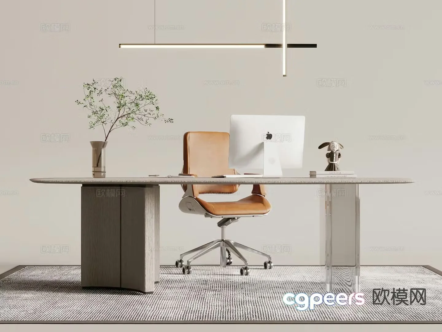 Modern office desk desk 3d model