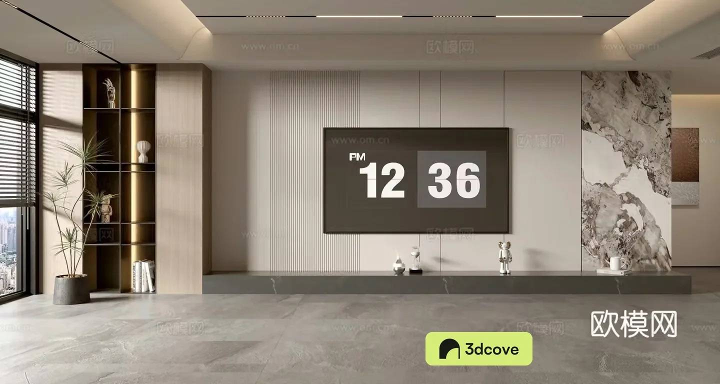 Modern minimalist TV background wall TV wall full wall TV cabinet