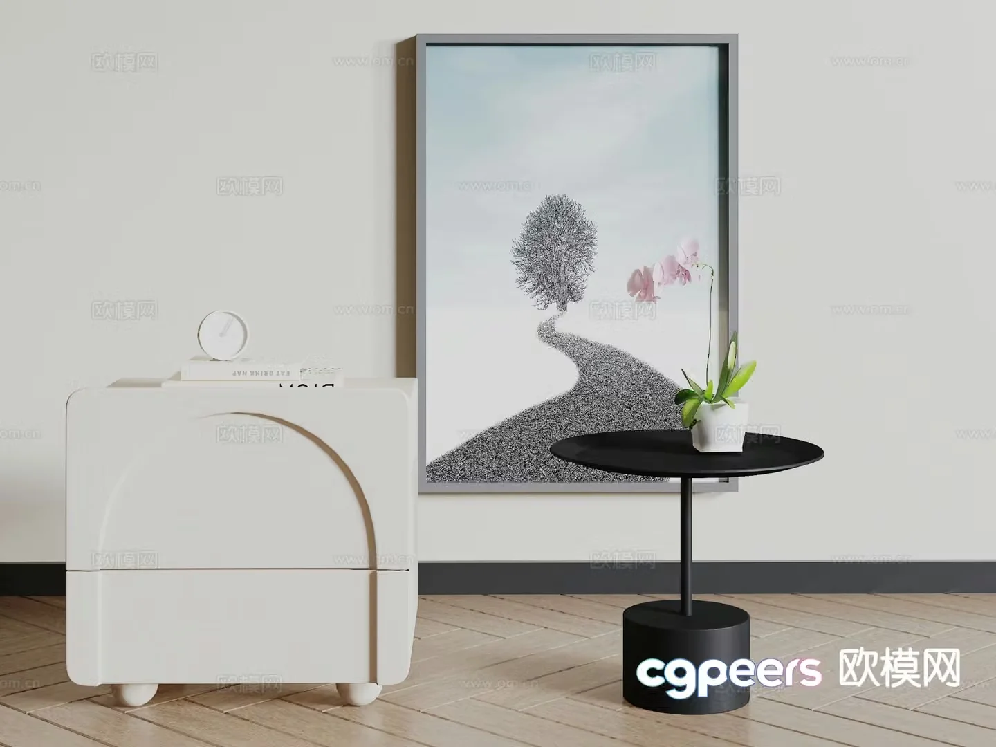 Modern bedside table 3d model