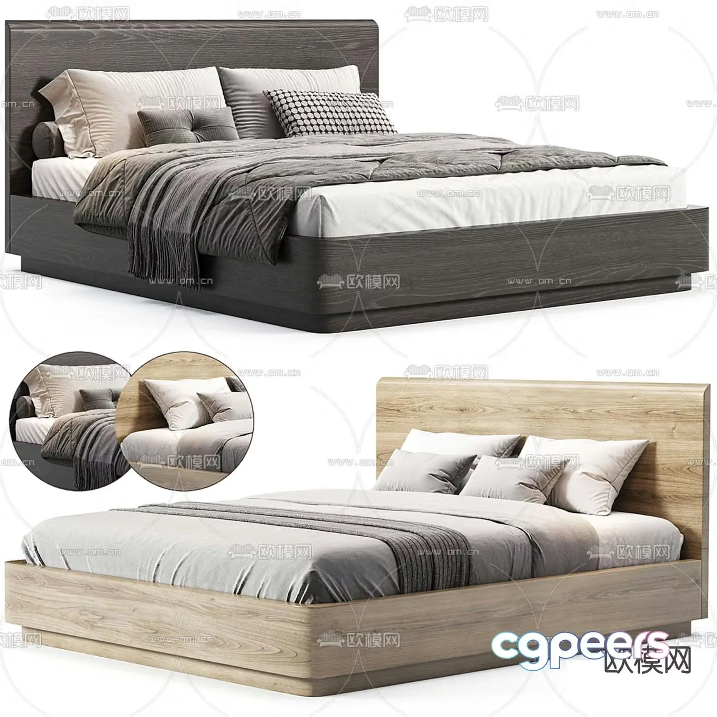 Modern double bed 3d model