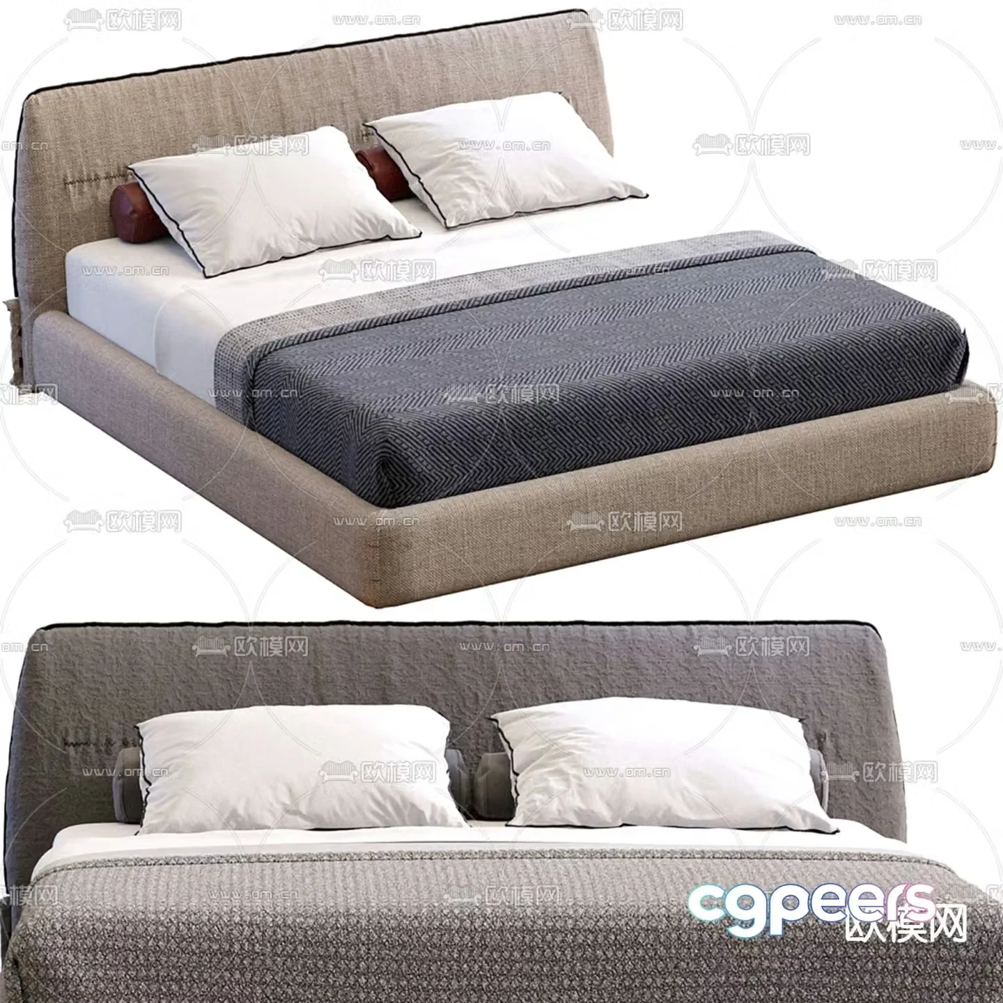 Modern double bed 3d model