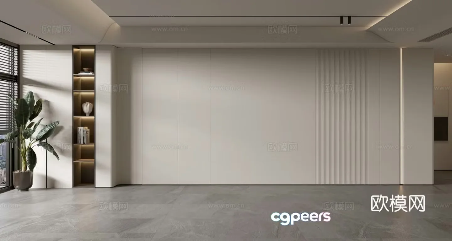 Modern minimalist sofa background wall d model