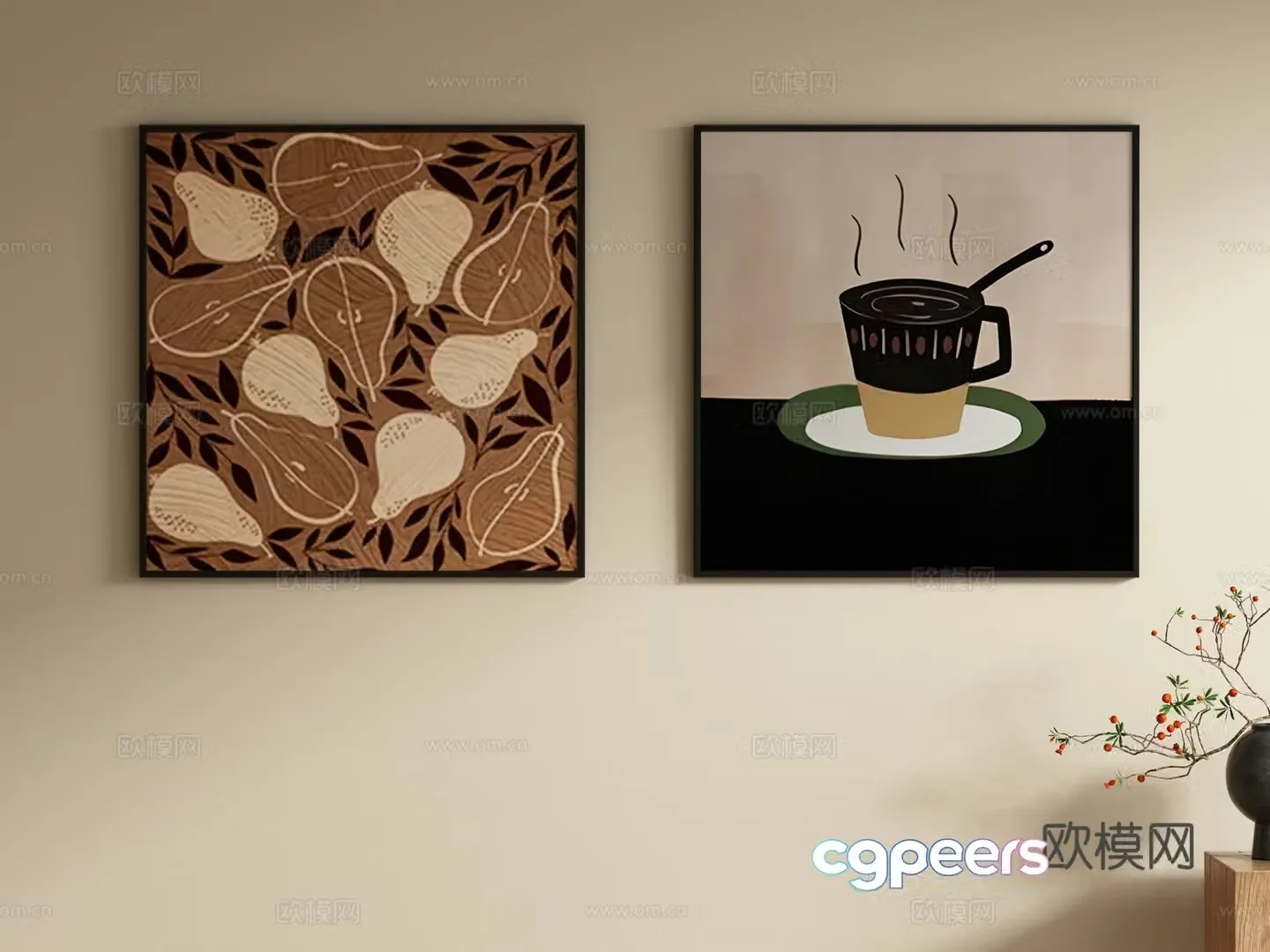 Oil painting decorative painting abstract hanging painting 3d model
