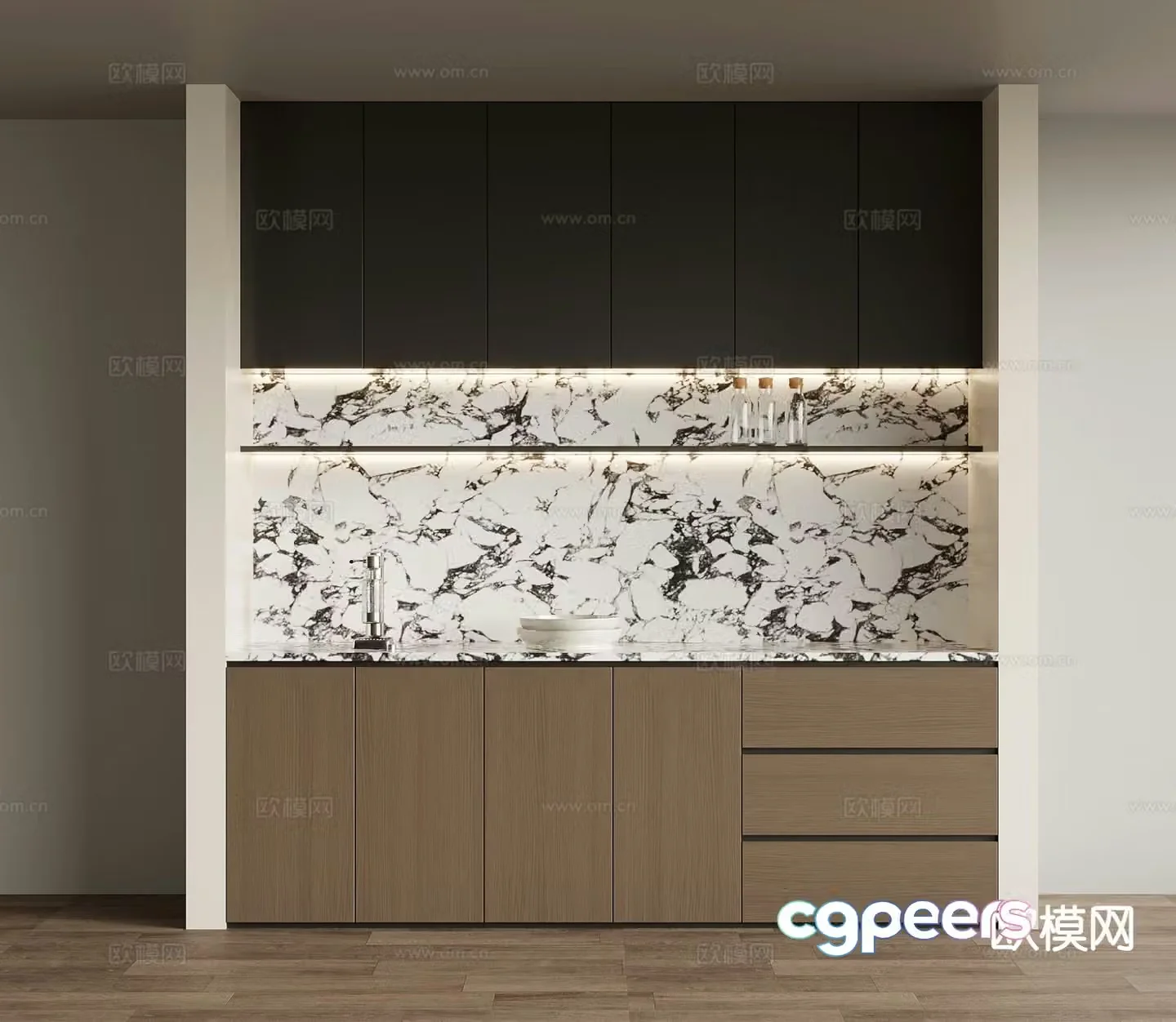 Italian minimalist wine cabinet sideboard 3D model