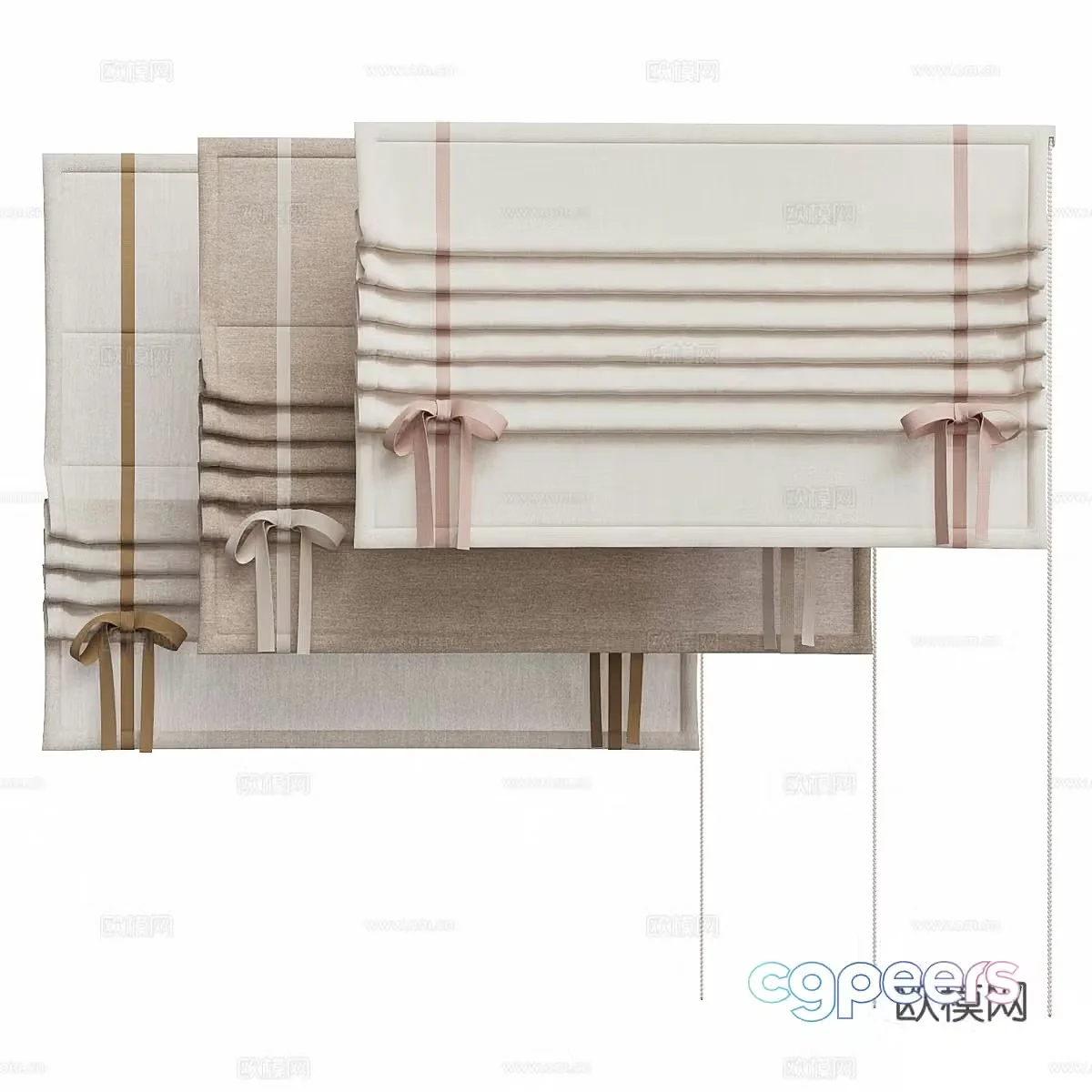 Modern cream style children’s fabric roman curtain 3d model
