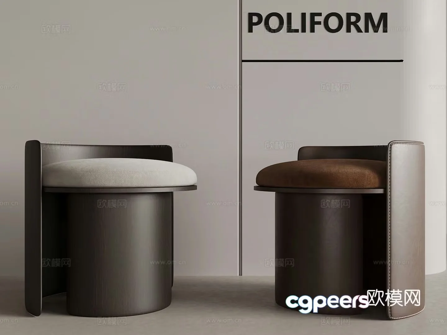 Modern sofa stool leather sofa stool round stool 3d model