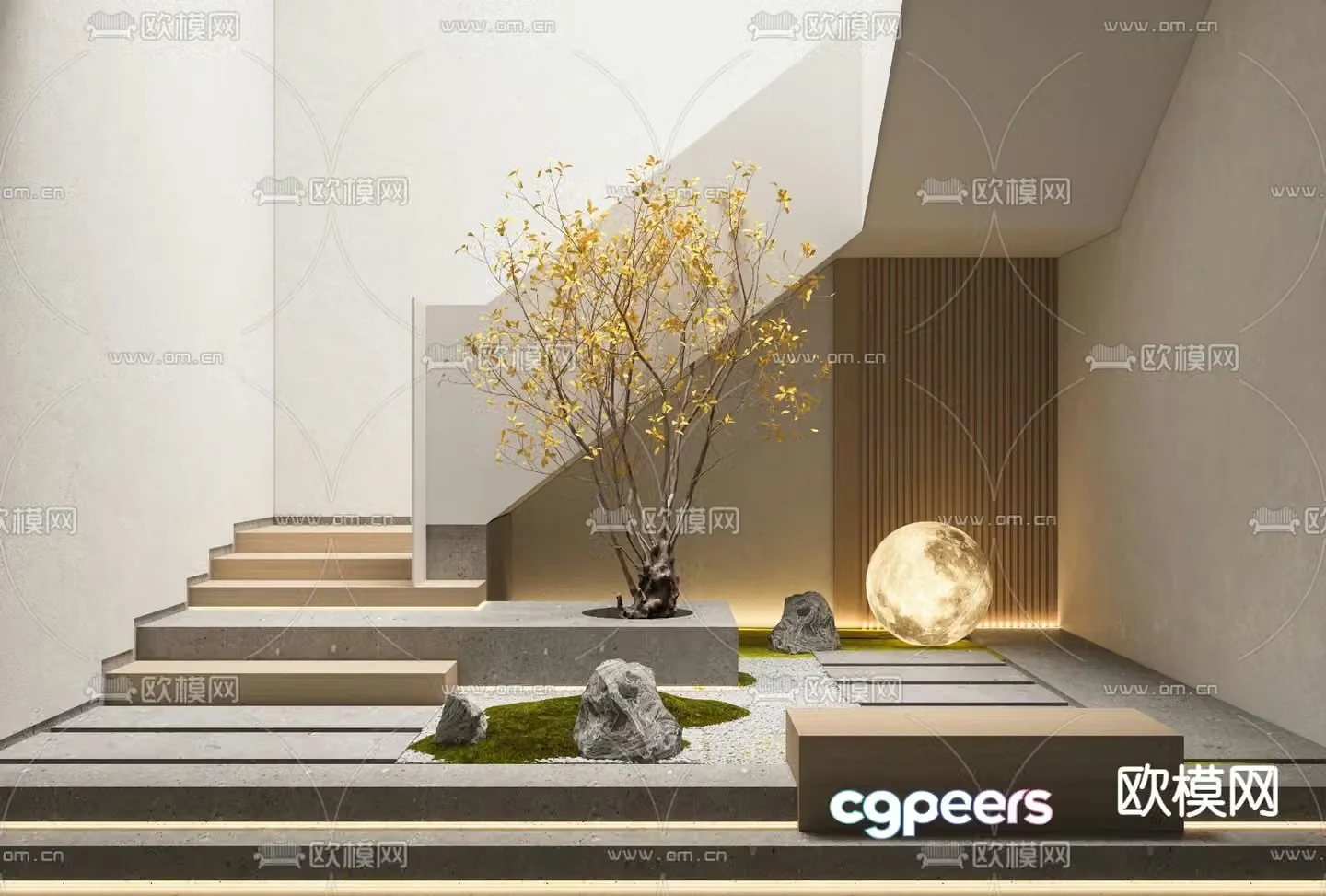Stairwell landscaping gardening sketch 3d model