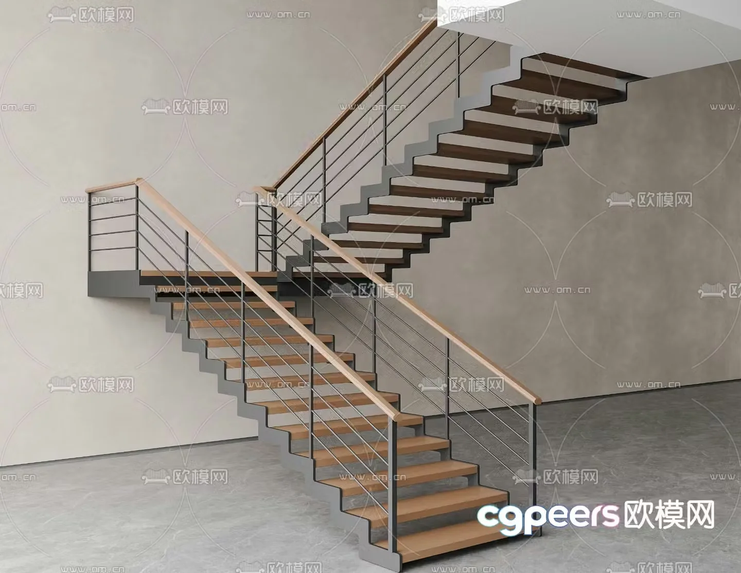 Wrought iron staircase hanging staircase 3d model