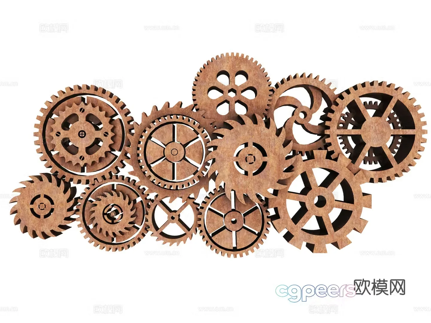 Hardware gear combination mechanical gear industrial gear technology gear pinion gear machinery 3d model