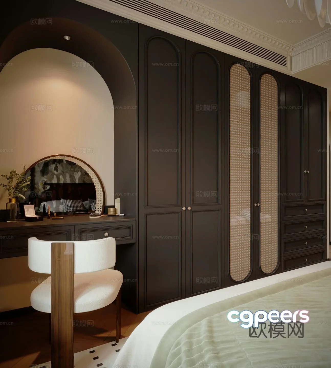Middle style dressing table wardrobe dressing room American style dressing room French style dressing room 3D model
