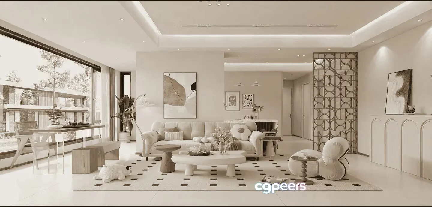 Modern Living Room 3D Model – 17570 – VRAY Render