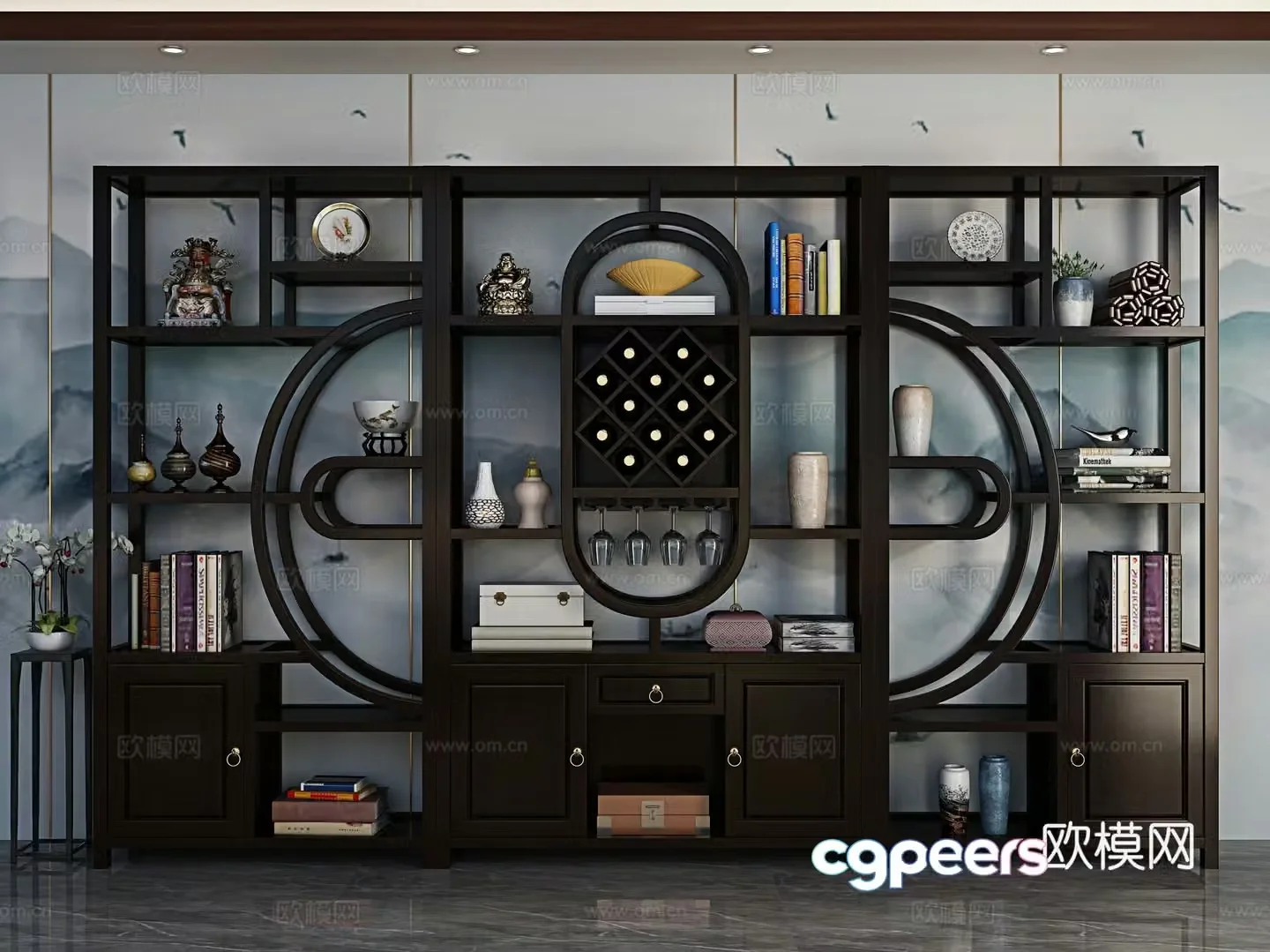 Chinese style tea cabinet 3D model