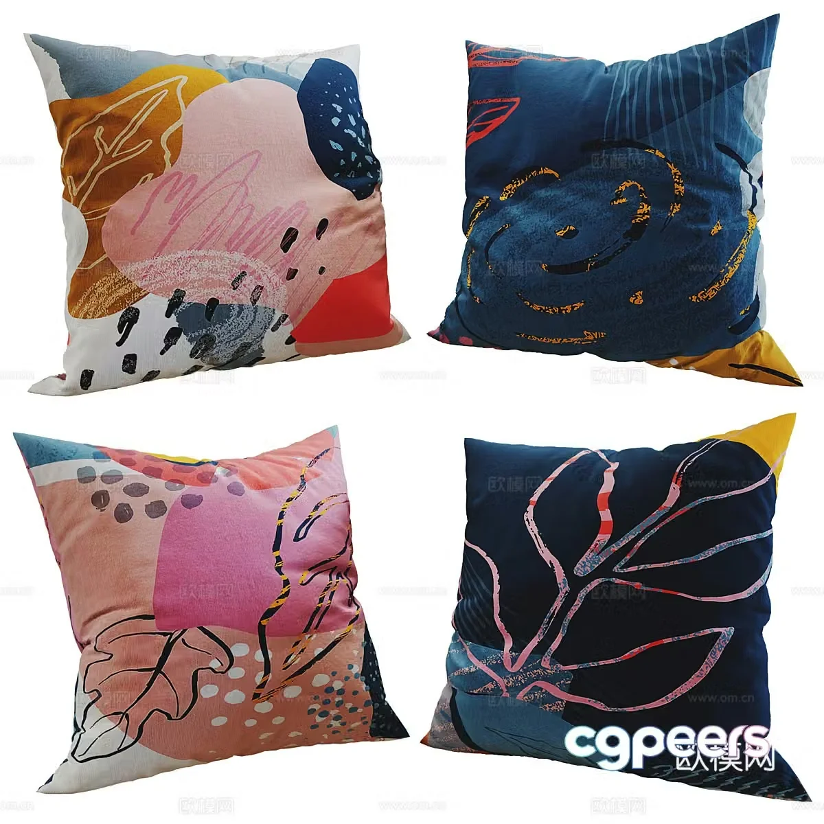 New Chinese style light luxury pillow 3D model