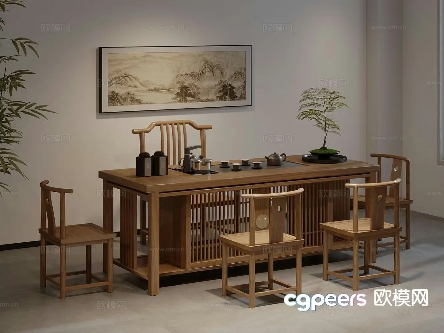 New Chinese style tea table tea table 3d model