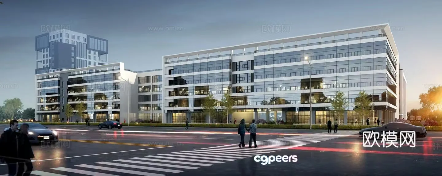 Office building exterior commercial complex 3d model