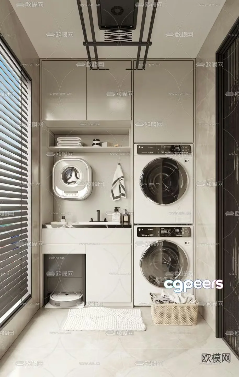 Modern balcony balcony cabinet laundry cabinet 3d model
