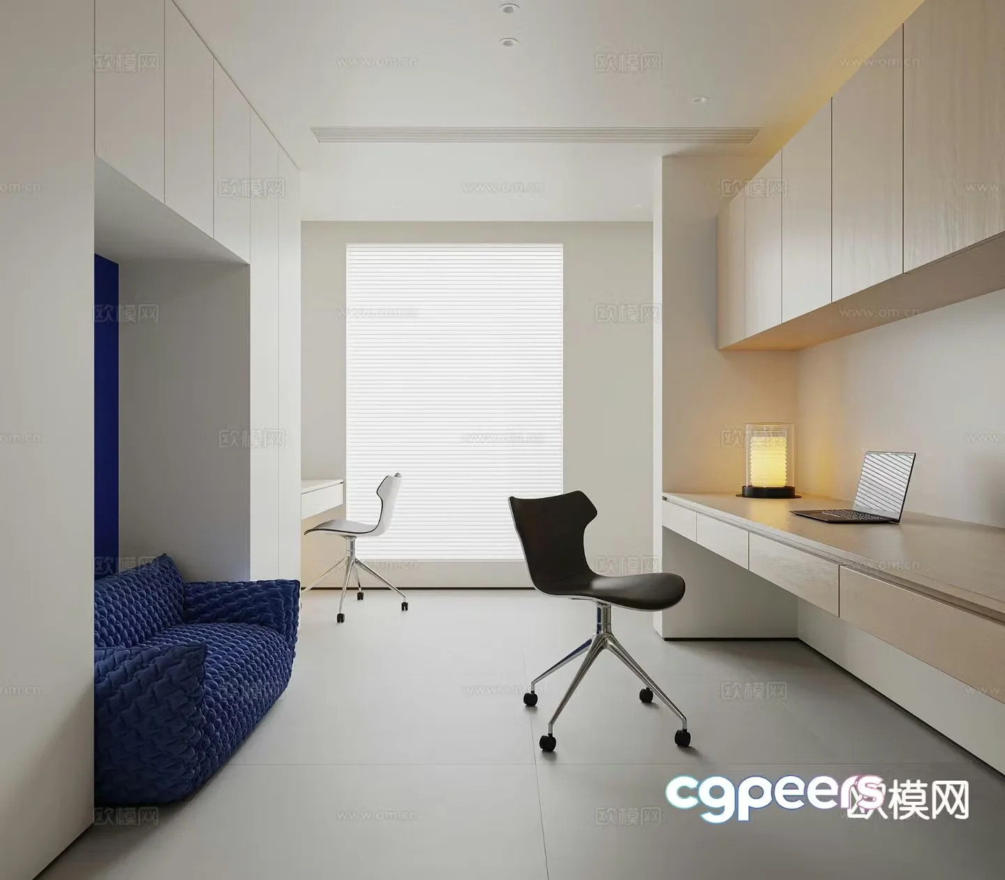 Modern study room 3d model